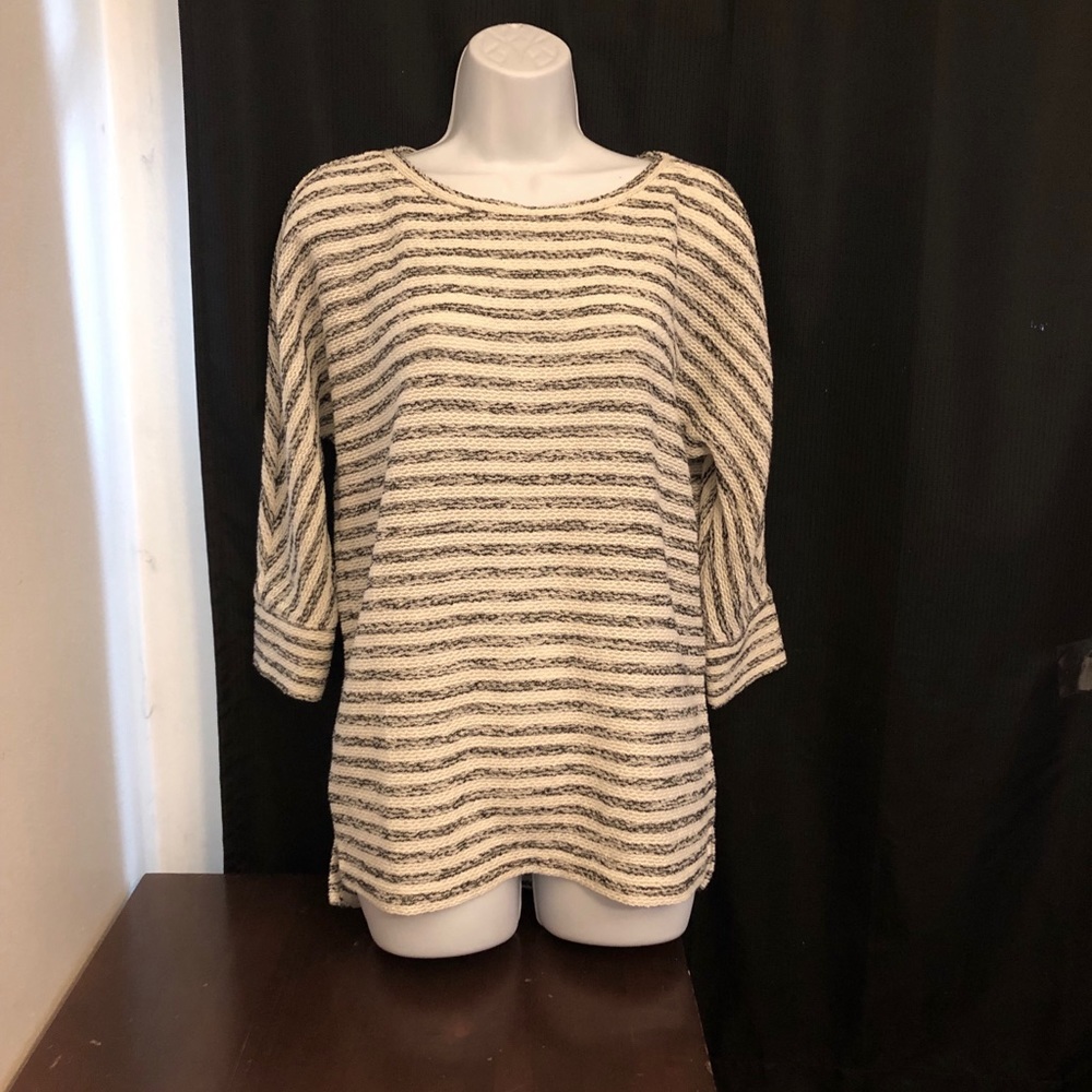 White & grey striped sweater